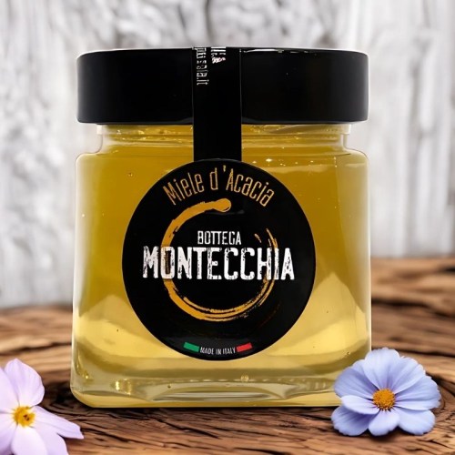 mielosità miele di acacia 110ml con fiori della pianta biologico senza trattamenti Bottega Montecchia a Teramo in Abruzzo